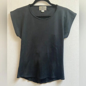 Powerline Back Corset Short Sleeve Black Top Structured Boning Sz L